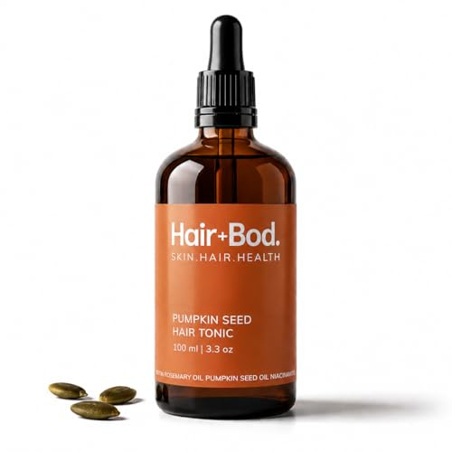 Hair + Bod. Olio tonico per cuoio capelluto e crescita, formula di semi di zucca e olio di rosmarino, supporta il diradamento dei capelli e la cura del cuoio capelluto, 100 ml