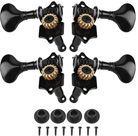 Meccaniche Accordatura per Ukulele 4 Corde in Metallo Nero - Sostituzione Resistente e Precisione di Tuning per Strumenti a Cordiera (Nera)