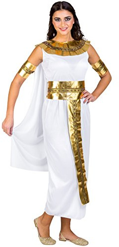 dressforfun tectake Frauenkostüm Nilkönigin Kairo | langes Kleid mit angenähtem Cape | goldene Armbänder, Gürtel & Kragen (M | Nr. 300323)