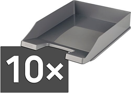 HAN 1027-X Briefablage KLASSIK, DIN A4/C4, stapelbar, stabil, modern (10er Set, dunkelgrau)
