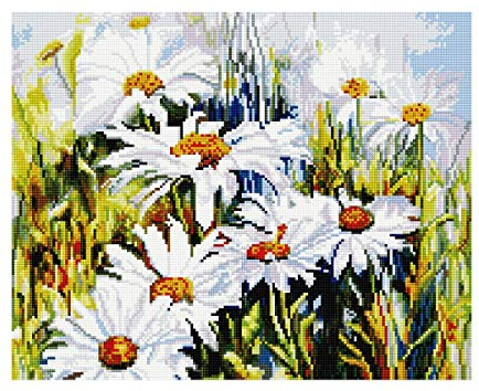 GMMH Diamond Vollbedeckung mit Holzrahmen Painting Set Bild 40 x 50 Diamant Malerei Stickerei Handarbeit Basteln Mosaik Steine Blumen Korb Haus am Bach (GJ1193)