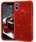 MATEPROX Glitter Case Compatible with iPhone X Case/iPhone Xs Glitter Sparkle Sparkly Bling Cute, 3 Layer Hybrid, Anti-Slick Protective Cover for iPhone X/Xs (2018) -Red