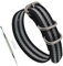 MZBUTIQ 23mm Schwarz/grau Uhrenarmband Watch Band Dickes Nylon für Herren Matte Silberne Schnalle 3 Ringe
