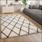Paco Home Alfombra Pelo Largo Mullida Moderna Shaggy Estilo Flokati Motivo Rombos Crema, tamaño:160x230 cm