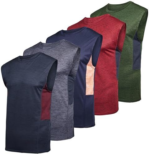 Real Essentials 3er & 5er Pack: Herren Dry Fit Active Athletic Tech Tank Top – Normale und große Größen (S-5XLT)