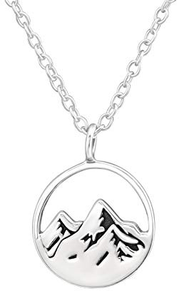 Monkimau Mädchen Kette Berg Panorama Anhänger aus 925 Sterling Silver echt Silber mit 45cm