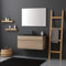 Kiamami Valentina Composizione bagno sospeso cm 100 Rovere Well con lavabo ceramica nera e specchio serie Sole
