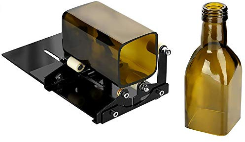 Verstellbarer Glasflaschenschneider, Quadratische & Runde Flaschenschneidemaschine, Glasschneide-Set, für Wein Bier Whiskey Flasche, Schwarz