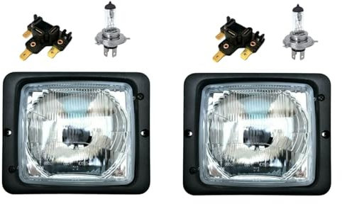 MelTruck 2x H4 Scheinwerfer mit Fernlicht Abblendlicht mit Steckern und Glühbirnen 24V