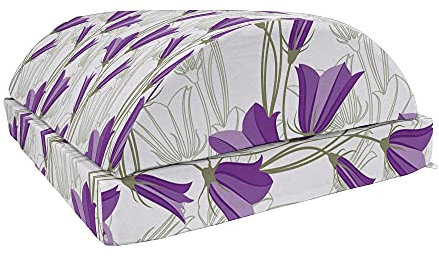 ABAKUHAUS Jugendstil Fußstütze, Glockenblumen Bouquet, rutschfeste Rückseite Einstellbare ergonomische Memory Foam-Beinstütze für das Büro, 30 cm x 44 cm, Reseda Grün Violett