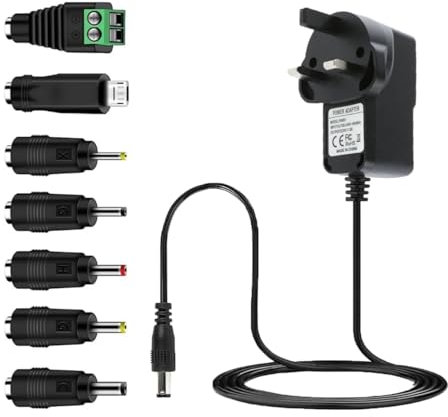 Auroh 12V 1A Power Adapter AC 100-240V to DC 12V 1A Power Supply Adapter, 12W Wall Charger Replacement for CCTV Camera, DVR, LED Strip Lights, Router, 5.5mm x 2.1mm, UK Plug