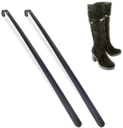 Relaxdays Set da 2 Calzascarpe in Metallo Verniciato, L: 70 cm, da Appendere, Calzatoio per Stivali e Scarpe Basse, Nero, Ferro