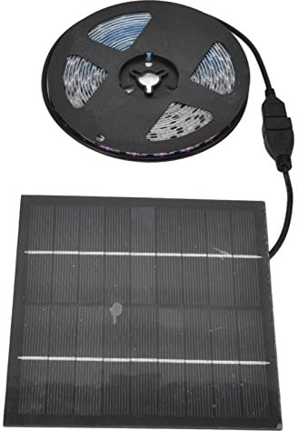 BORDSTRACT Solar Grow Lights Strip, pflanzenlampe gewächshaus indoor 5W 5m/16.4ft LED Vollspektrum-Pflanzenwachstumslampe mit Solarpanel, für Gewächshäuser, Aquarien, Hydroponik, Sukkulenten