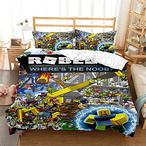 Ste-X Bettbezug-Set Mit Passenden Kissenbezügen, Fadenzahl 120, Garantierter Steppschutzbezug, Premium-Bettwäsche-Kollektion, Extra Weich (Roblox 06,200x200cm)