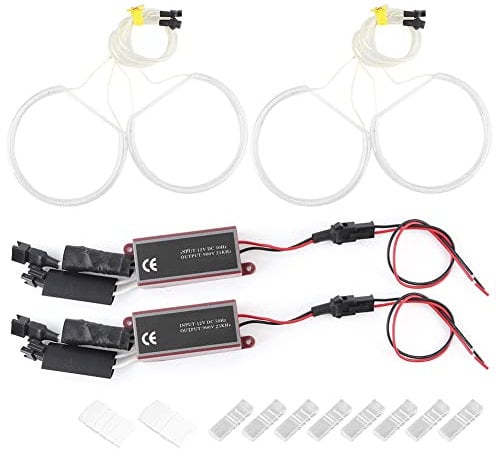Akozon Scheinwerfer 4 Stück CCFL, 4 Stück CCFL LED Auto Angel Eyes Lampensatz Umrüstung Passend für E36 E38 E39 E46