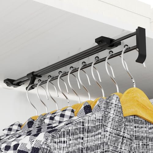 Barra Armario Extensible,Percheros Armario Extraibles,Largo 350 mm Organizador Para Colgar Ropa Para Armario o Vestidor,para Armarios y áReas de Almacenamiento (35)