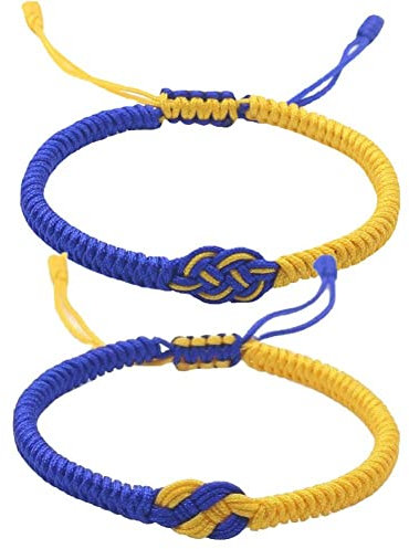 bopely Ukraine -armbänder, 2 Pcs Einstellbare Handgefertigte Webenpaare Konzentrische Knoten Ukraine Freundschaftsarmbänder