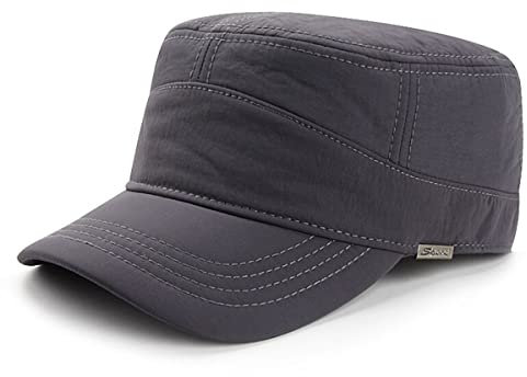 Vintage Military Style Flat Cap Herren Armee mütze Winter mit Fleece Baseballmütze Kappe (Grau-L)