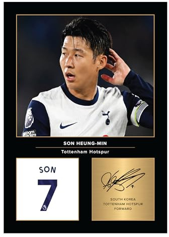 Icons Wall Art Son Heung-min signiertes Foto-Bild im A4-Format, Geschenk für Tottenham-Fans, digital reproduziert, ungerahmt