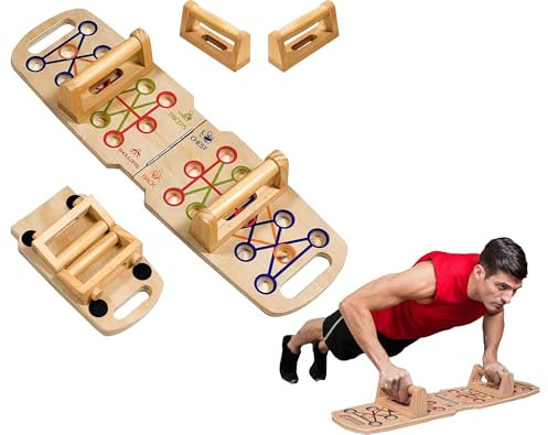 Hölzerner Push-up-Rahmen, Tragbares Faltbares Krafttrainingsgerät für Brustmuskel, Rückenmuskel, Bauchmuskel, Bizeps Brachii - Heimtrainingsgeräte