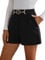 GORGLITTER Damen Shorts Elegant Kurzhose Breites Bein Sommershort Hohe Taille Short mit Reißverschluss und Kette Schwarz M