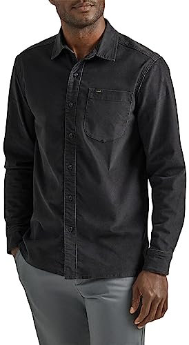 Lee Herren Extreme Motion All Purpose Long Sleeve Worker Shirt Hemd mit Button-Down-Kragen, Anthrazitfarbener Kordsamt, L