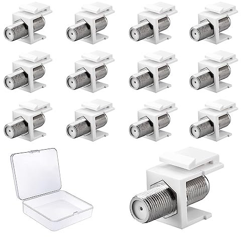 Prise F, 12 Pièces Connecteur F du Module Keystone, Connexion du Câble TV SAT au Panneau de Brassage Modulaire ou aux Boîtes de Jonction, Pour Câbles D'antenne Coaxiaux, Argenté