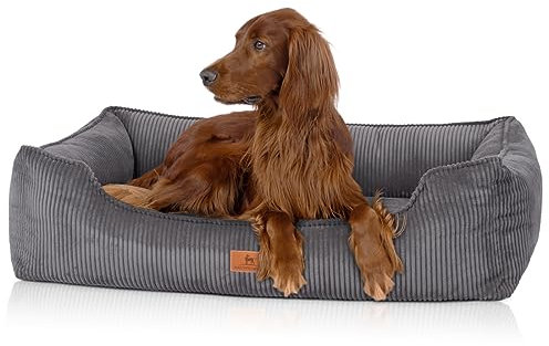 Knuffelwuff orthopädisches Hundebett aus Cord mit Handwebcharakter Nunavut XL 105 x 75cm Grau - Abnehmbarer Bezug - waschbar - für große, mittelgroße und kleine Hunde