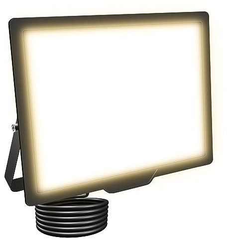 RIGIDON 75W Projecteur LED Extérieur, 7500LM Spot Led Extérieur, 3000K Blanc chaud Eclairage de Sécurité, IP66 Etanche Éclairage mural d'extérieur pour Jardin, Garage, Cour, Entrée,Terrasse