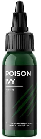 Dark Green Tattoo Ink 30ml Monsters Ink Poison Ivy, Forest Green Tattoo Ink (Poison Ivy, 30ml)