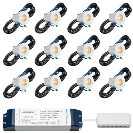 LED Einbaustrahler Valencia bas | Einbauleuchten - Deckenstrahler - Einbauspots - Downlight - Terrassenüberdachung | 3W - Dimmbar - Flach - 230V - IP65 - Warmweiß | Set mit 12 Stück