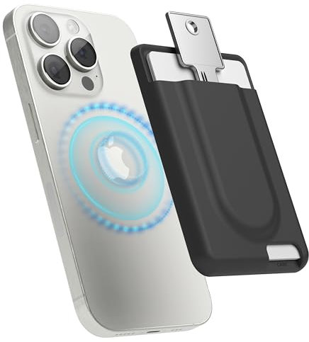 elago Key Porte Cartes Magnétique 2 Cartes Compatible avec MagSafe et iPhone 16/15/14/13/12 Séries - Portefeuille Sécurisé pour Téléphone, Silicone Longue Durée, Protection Contre Rayures (Noir)