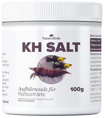 NatureHolic Saltea KH+ | Aufhärtesalz zur Erhöhnung der Karbonathärte | Für gezieltes Aufhärten im Aquarium | Stabilisiert den pH Wert | Remineralisiert Osmosewasser | Menge [g]:100 g