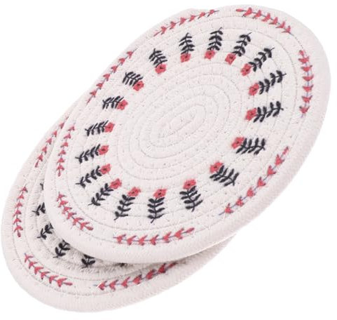 TOPBATHY Set Di 2 Tovagliette Rotonde in Cotone Intrecciato Resistenti Calore Decorative Per Tavolo Da Pranzo Casuale.