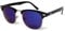 1950's Style Half Rim Sunglasses with UV400 Protection - Unisex (Black Frame Blue Mirrored Lens)