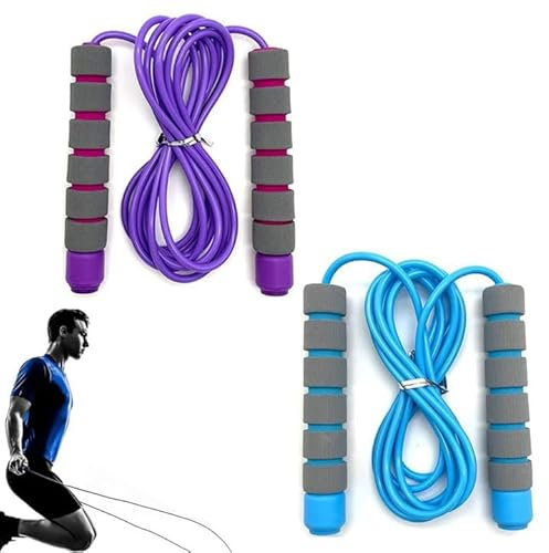 2PC Corde a Sauter Reglable avec poignées en mousse,Corde à sauter souple réglable avec poignées en mousse douce,2.8M Corde à Sauter, pour Plein air des Exercices de Combustion Graisses de Fitness