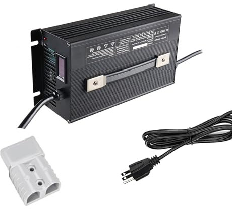 LVUNZJCA Chargeurs De Batteries Au Plomb,Chargeur De Batterie 12V/24V/36V/48V/60V/72V,Chargeur Portatif Intelligent 1500W,pour Chariot Élévateur Électrique,Voiturette De Golf,Noir,36V 30A