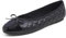Feversole Women's Bow Tie Fashion Dress Slip On Shoes Round Toe Ballet Black Quilted Patent Toe Cap UK Size 7