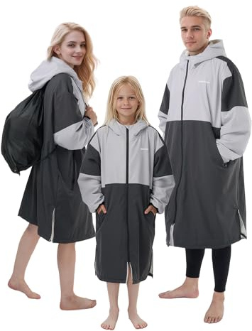 Owntop Wasserdichter Wickelmantel Für Erwachsene Kinder, Winddicht Übergroßer Changing Robe Wechselrobe Mit Plüschgefüttert Für Strand Surfen Schwimmen Gassigehen