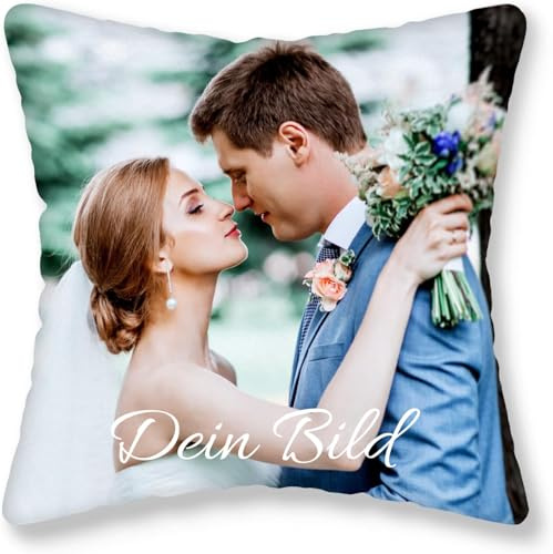 MFGCH Personalisiertes Kissen Fotokissen, Seitenschläferkissen, Doppelseitiger Druck Fotokissen, Optionaler Kisseneinsatz,Personalisierte Geschenk-Idee, Geburtstag, Valentinstag,40X40cm