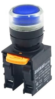 Interruttore 1NO/1NC Testa Piatta con Pulsante Luminoso Interruttore Spia 24V 220V Auto-reset 22mm Interruttore a Pulsante(70A,220V)