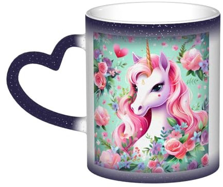 Kingww Pink Unicorn 11 Oz Magic Heat-Responsive Mug - A Beverage Experience That Changes Colors with Temperature