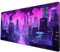 Sous-main de bureau Cyberpunk violet avec motif d'horizon urbain, tapis de souris étendu, grand tapis de souris pour ordinateur portable pour femme, avec bords cousus, base antidérapante, 80 x 30 cm