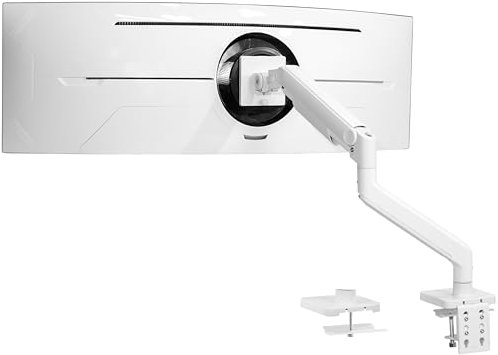 VIVO Heavy Duty Aluminum Ultrawide Monitor Tension Arm for 49 inch Screens up to 44 lbs, Premium Desk Mount Monitor Stand Designed for Samsung Odyssey G9 and More, White, STAND-V101EW