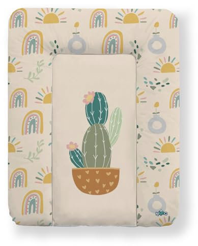 Kikido Wickelauflage 50x70 cm - Kaktus - Baby Wickelauflagen Wasserfest, Abwaschbar und Pflegeleicht - Wickelunterlage Weich Tragbare, Leicht zu Reinigen - OEKO-TEX - Universal-Wickelauflage 50x70