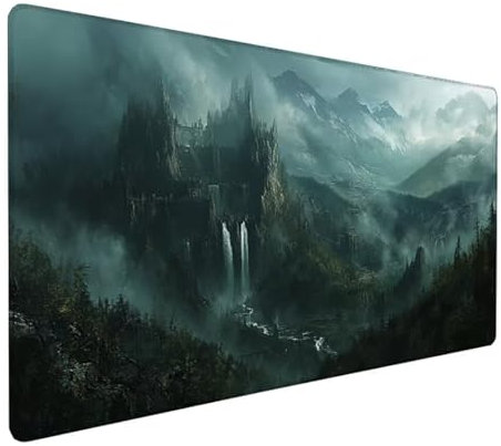 Gaming Tapis de Souris XXL 800 x 400 x 3 mm Grand Tapis de Souris Gris Mouse Pad Cascade Tapis Souris Résistant à l'eau Surface Lisse et Base en Caoutchouc Anti-dérapant, Decoration Chambre Gifts Z-84
