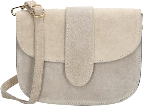 Charm London Anna Schultertasche - Elegante Damen Umhängetasche aus | weichem Veloursleder, Vielseitige Handtasche mit verstellbarem Riemen