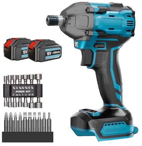 ANUPTTA Schlagschrauber, Ersetzen für Makita 18V mit 2x5500mAh Akku, Drehmoment Auf 25+1 Stufen, Brushless Cordless Drehmoment 350Nm, mit LED-Licht Elektrowerkzeug für Haus und Garten DIY
