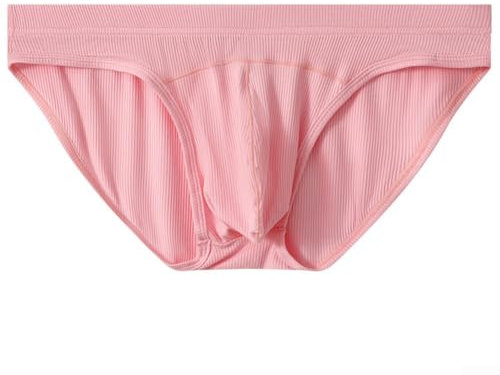 Sous-vêtements élégants et confortables pour homme taille basse en U avec poche convexe au design fileté (XL rose)