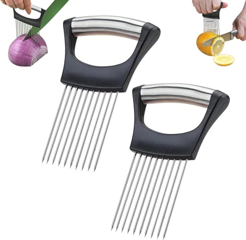 2 Stück Zwiebelschneider Edelstahl Gemüseschneider Halter